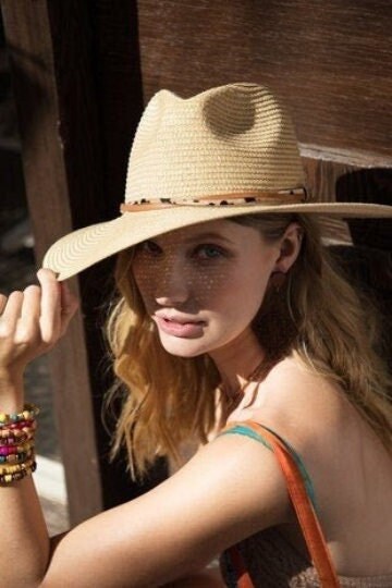 Gorgeous featuring a double trim with animal print and wide brim with inner adjustable band panama hat - CustomCooper