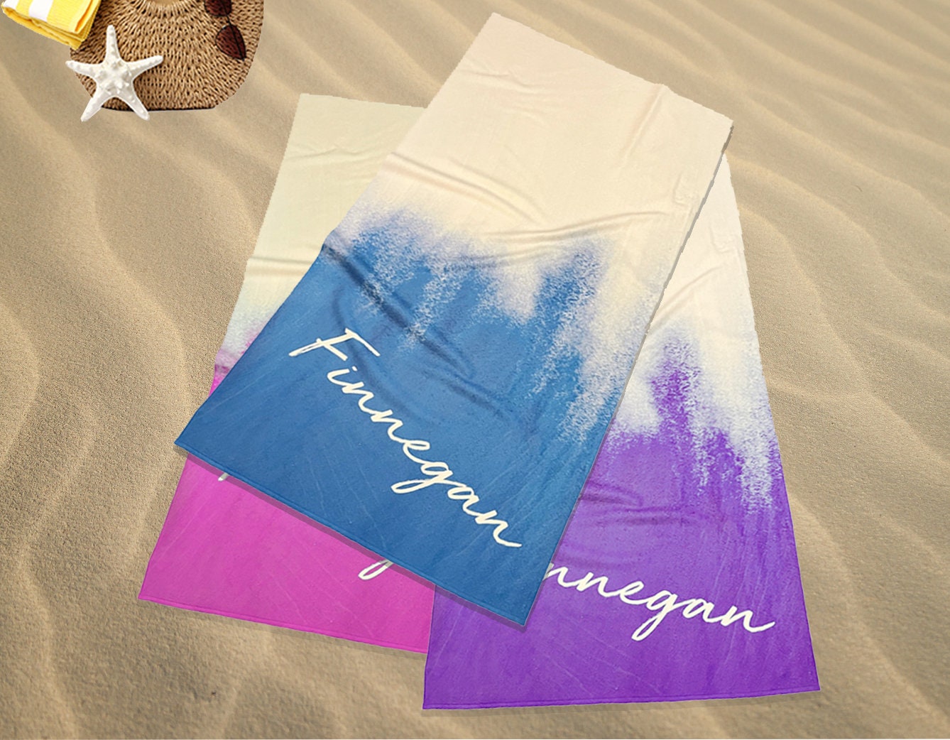 Personalized Round Tie Dye Design Beach Towel, Personalized Beach Towel Personalized Name Bath Towel Custom Pool Towel Birthday Vacation - CustomCooper