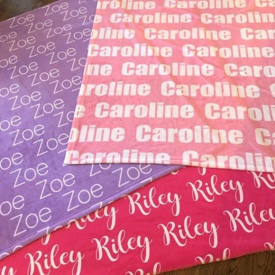 Multi Smile Personalized Blankets with Name for Boys Girls Adult, Sparkling Print Personalized Blankets Gift