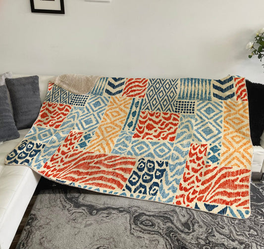 Patchwork pattern. A collection of hand-drawn textures. Ethnic and tribal design motifs blanket