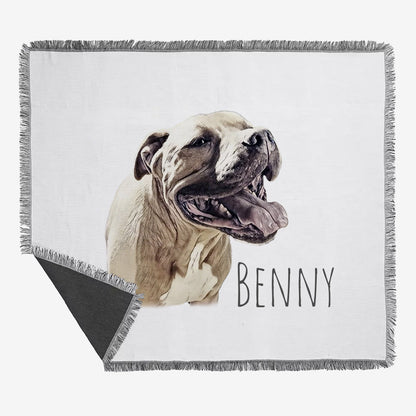 Custom Pet Tapestry Tapestry Woven Cotton Throw Blanket Using Pet Photo + Name Custom Dog Blanket Personalized