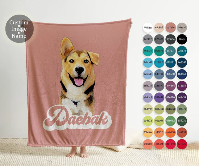 Custom Pet Blanket Using Pet Photo + Name Custom Dog Blanket Personalized Dog Blankets Cat Picture Blanket Pet Photo Blanket Dog Dad Gift - CustomCooper