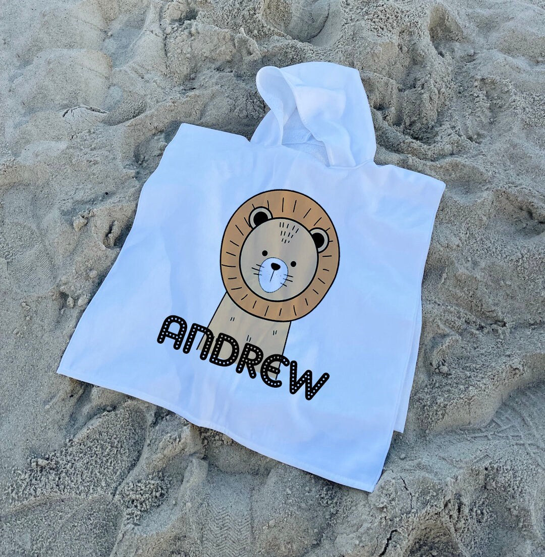 Hooded Animal Style Towel For Kids, Personalized Hooded Towels for Toddlers, Beach Towel Hoodie,  Beach Towels for Babies and Toddler