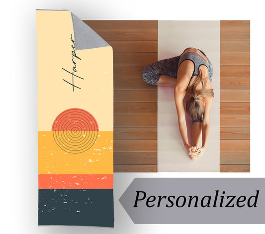 Personalized Sun Design Large Yoga Mat Towel, Gift for Her, Gift for Him.