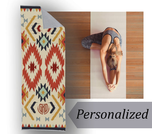 Custom towel Aztec geometric pattern , Gift for Her, Gift for Him, Personalized Yoga Mat Towel