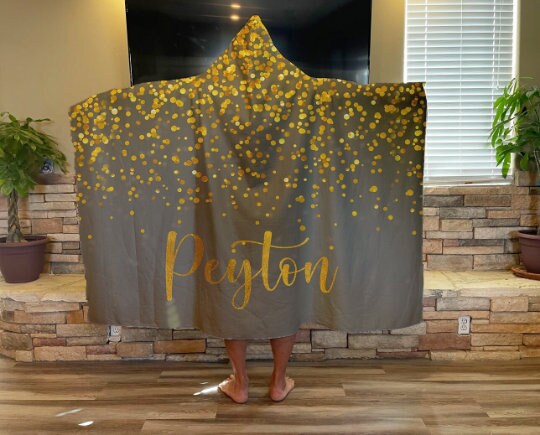 Sparkling Gold Glitter personalize Hoodie blanket, Mommy &  Me size, Sherpa custom Hoodie blanket, Baby Hoodie blanket, birthday gift idea
