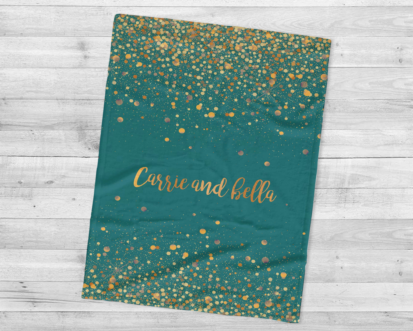 Sparkling Gold Glitter Personalized blanket with Name, Custom blanket gift, Birthday Anniversary Gift