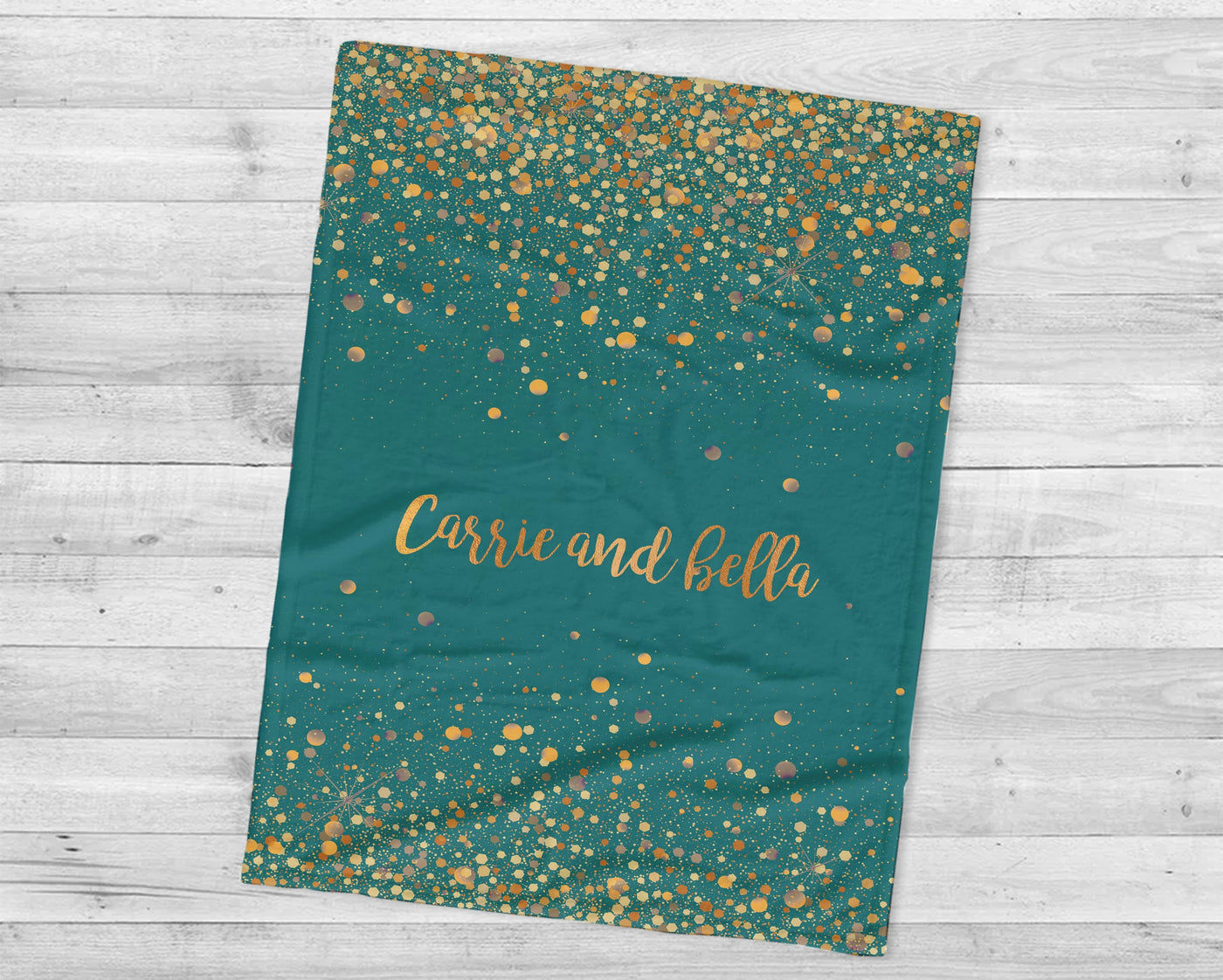 Sparkling Gold Glitter Personalized blanket with Name, Custom blanket gift, Birthday Anniversary Gift - CustomCooper