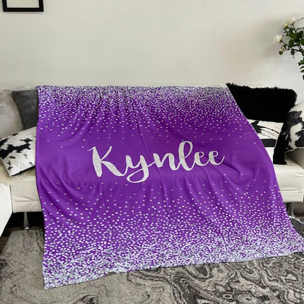 Sparkling Silver Glitter Personalized blanket with Name, Custom blanket gift, Birthday Anniversary Gift - CustomCooper