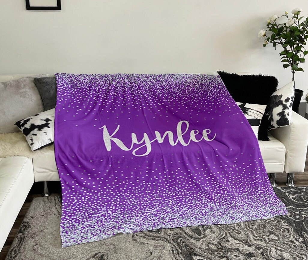 Sparkling Silver Glitter Personalized blanket with Name, Custom blanket gift, Birthday Anniversary Gift