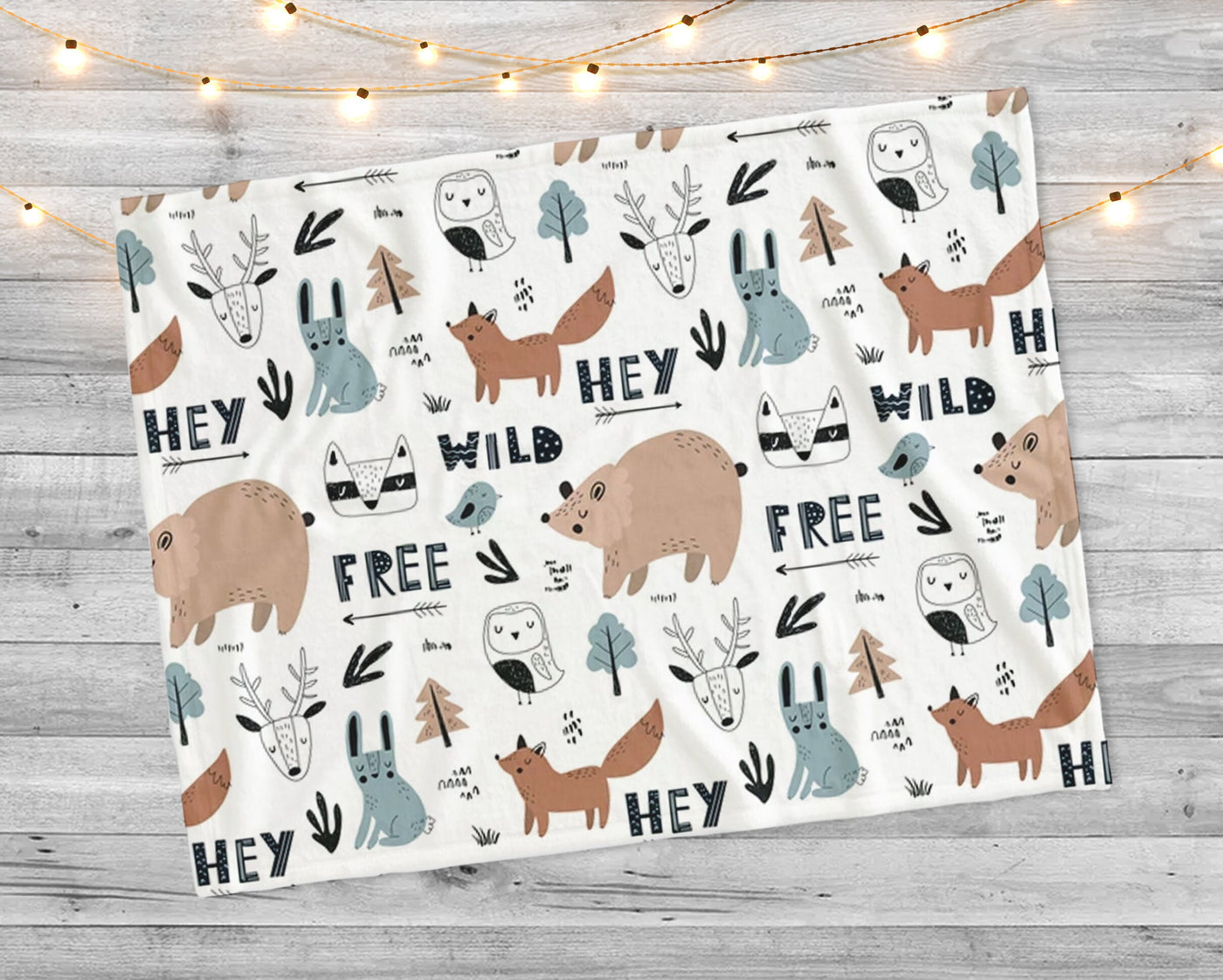 New hand-drawn childish animal pattern with forest animals blanket - CustomCooper