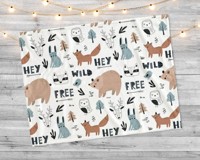 New hand-drawn childish animal pattern with forest animals blanket - CustomCooper