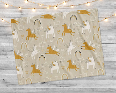 New unicorn horse hand-drawn childish pattern blanket - CustomCooper