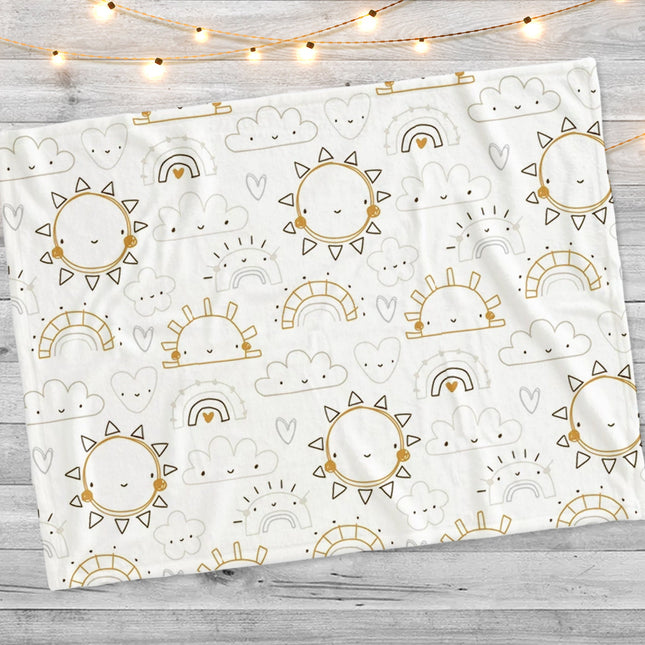 New hand-drawn childish Sun and Cloud pattern design blanket - CustomCooper