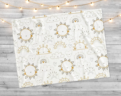 New hand-drawn childish Sun and Cloud pattern design blanket - CustomCooper