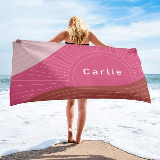 Personalized  Multi-Color Beach Towel, Personalized Beach Towel Personalized Name Bath Towel Custom Pool Towel Birthday Vacation Gift