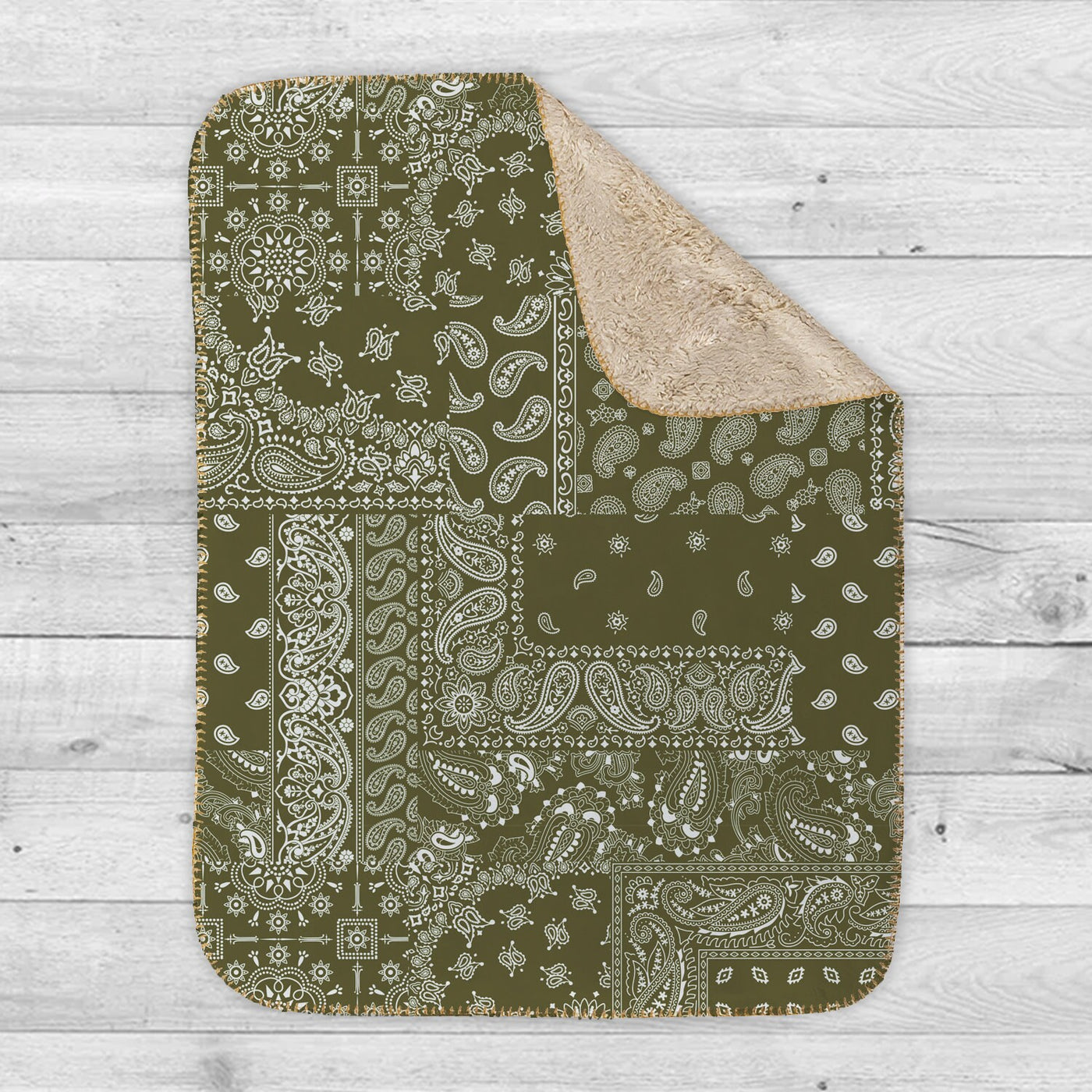 Bandana style Script Style pattern Sherpa blanket - CustomCooper