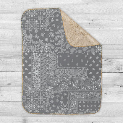 Bandana style Script Style pattern Sherpa blanket