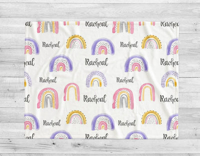 Water paint rainbow pattern personalize blanket, Minky or Sherpa custom blanket, Baby blanket, birthday gift idea - CustomCooper