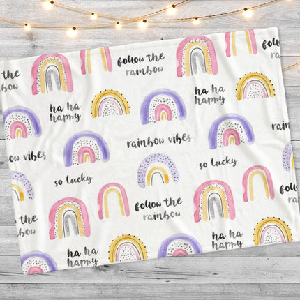 Water paint rainbow pattern personalize blanket, Minky or Sherpa custom blanket, Baby blanket, birthday gift idea - CustomCooper