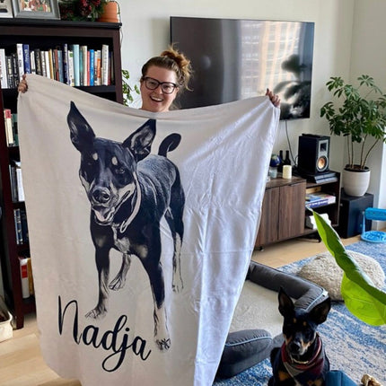 Custom Pet Blanket Using Pet Photo + Name Custom Dog Blanket Personalized Dog Blankets Cat Picture Blanket Pet Photo Blanket Dog Dad Gift - CustomCooper