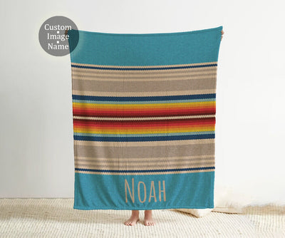 Retro Line Design personalize blanket, Minky or Sherpa custom blanket, Baby blanket, birthday gift idea - CustomCooper