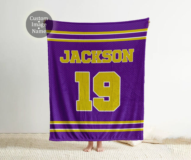 Sports Jersey Personalized blanket, Minky or Sherpa custom blanket, personalization blanket, birthday gift idea - CustomCooper