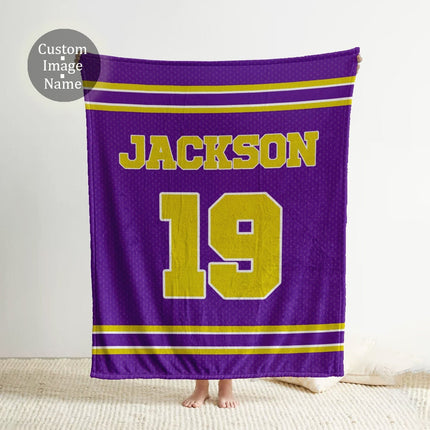 Sports Jersey Personalized blanket, Minky or Sherpa custom blanket, personalization blanket, birthday gift idea - CustomCooper