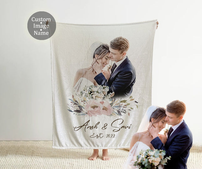 Mr & Mrs Custom Design personalize blanket, Minky or Sherpa custom blanket, Wedding Gift  blanket,  Bridesmaid Gift - CustomCooper