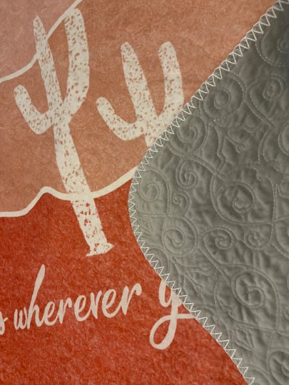 Monogram Quilted Blanket Full Size  60” x 80”  pattern in vintage rustic style - CustomCooper