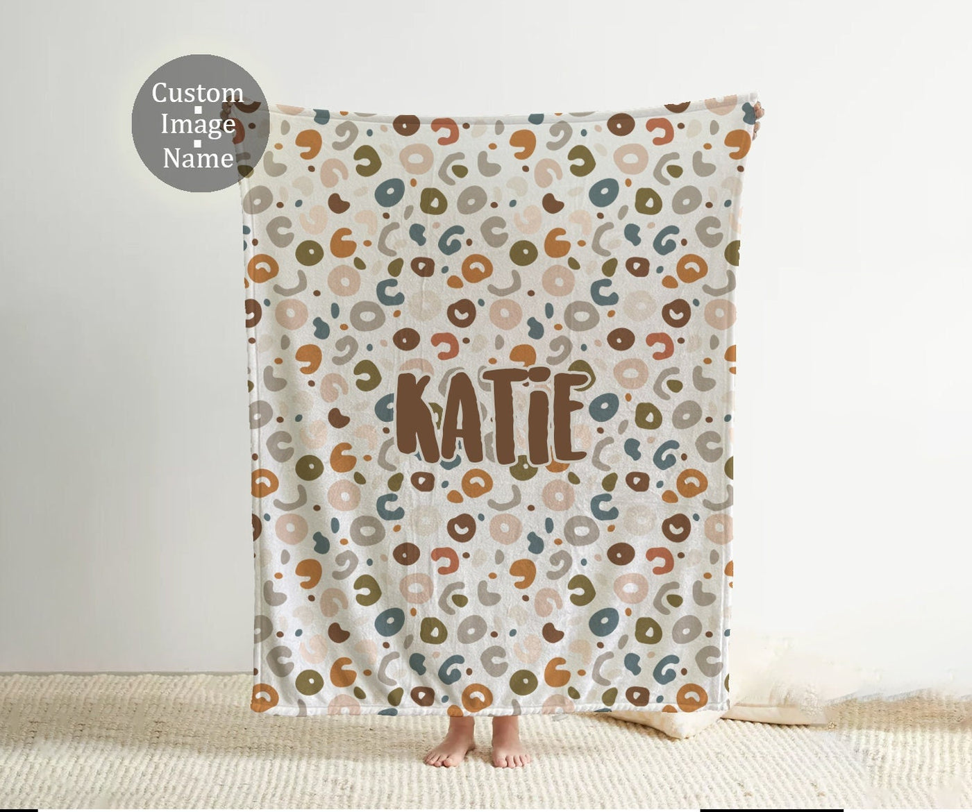 Personalized Retro style Multi Leopard  in vintage rustic style blanket with Name, Custom blanket gift, Birthday Anniversary Gift - CustomCooper