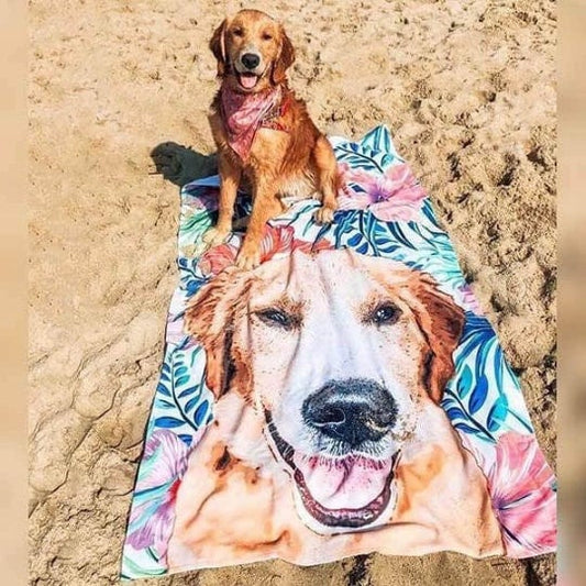Portrait  Pet Beach Towel Pet Photo + Name Custom Dog Personalized Dog Beach Towel Cat Picture Blanket Pet Photo Customized Gift