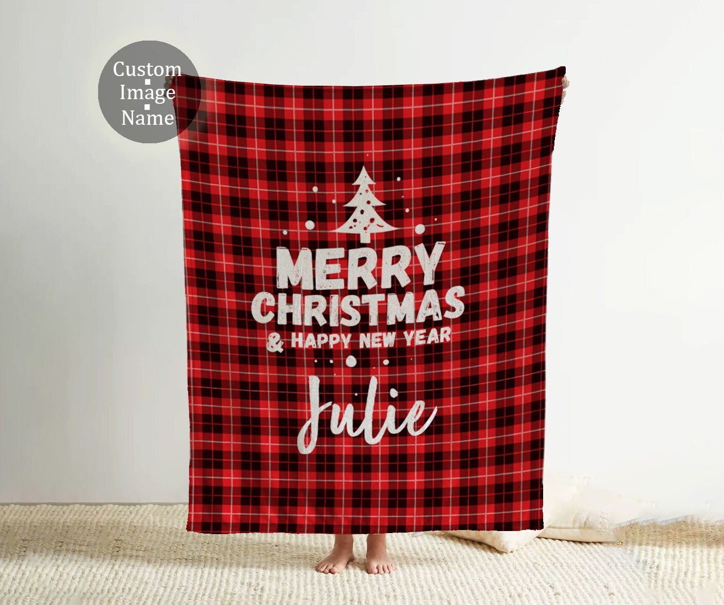 Personalized Christmas Design style blanket with Name, Custom blanket gift, Birthday Anniversary Gift