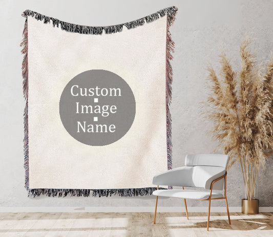 Personalized Photo Custom Tapestry Woven Cotton Throw - Sublimated - Made in The USA (60"x54")