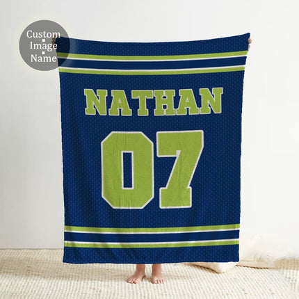 Sports Jersey Personalized blanket, Minky or Sherpa custom blanket, personalization blanket, birthday gift idea - CustomCooper