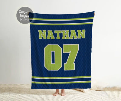 Sports Jersey Personalized blanket, Minky or Sherpa custom blanket, personalization blanket, birthday gift idea - CustomCooper