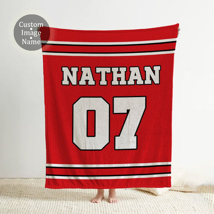 Sports Jersey Personalized blanket, Minky or Sherpa custom blanket, personalization blanket, birthday gift idea - CustomCooper