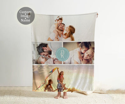 Custom Photo Blanket Using 4 family Photo + Name Custom Dog Blanket Personalized Blankets Cat Picture Blanket Photo Blanket Gift - CustomCooper