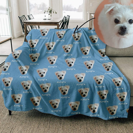 Custom Pet Blanket Using Pet Photo + Name Custom Dog Blanket Personalized Dog Blankets Cat Picture Blanket Pet Photo Blanket Dog Dad Gift - CustomCooper