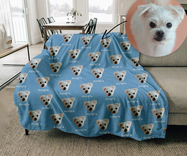 Custom Pet Blanket Using Pet Photo + Name Custom Dog Blanket Personalized Dog Blankets Cat Picture Blanket Pet Photo Blanket Dog Dad Gift - CustomCooper