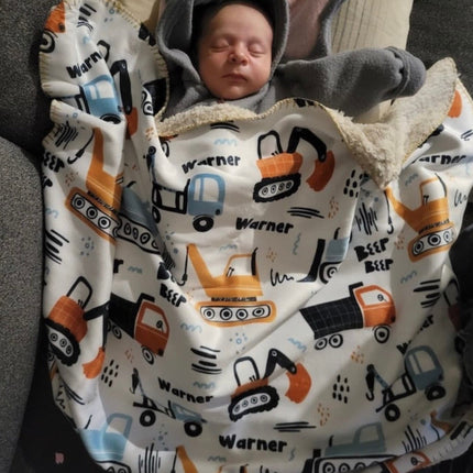 Kids Construction Toy Design Personalize blanket, Minky or Sherpa custom blanket, Baby blanket, Kids Blanket, birthday gift idea - CustomCooper