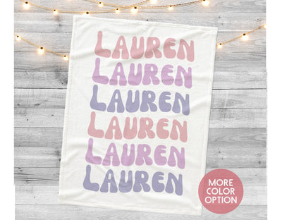 Watercolor Repeat Name personalize blanket, Minky or Sherpa custom blanket, Baby blanket, birthday gift idea - CustomCooper