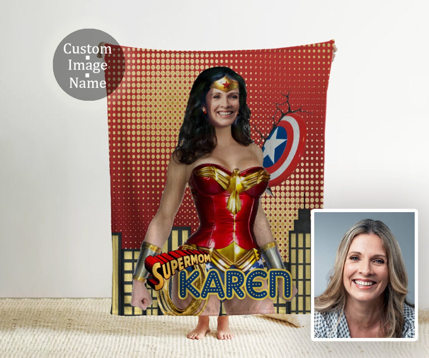 Super Mom Superhero Blanket, Personalized Mom and Women Blanket, Custom Blanket For Women, Superhero Blanket
