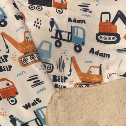 Kids Construction Toy Design Personalize blanket, Minky or Sherpa custom blanket, Baby blanket, Kids Blanket, birthday gift idea - CustomCooper