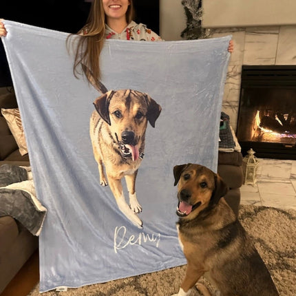 Custom Pet Blanket Using Pet Photo + Name Custom Dog Blanket Personalized Dog Blankets Cat Picture Blanket Pet Photo Blanket Dog Dad Gift - CustomCooper