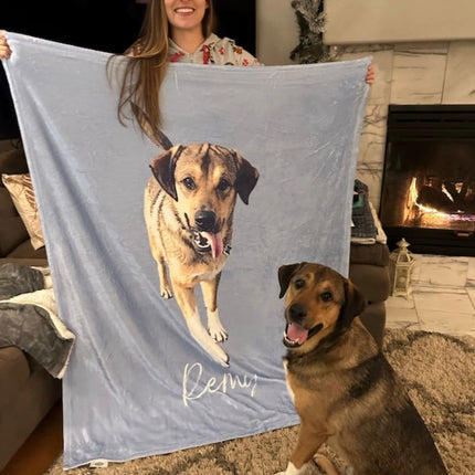 Custom Pet Blanket Using Pet Photo + Name Custom Dog Blanket Personalized Dog Blankets Cat Picture Blanket Pet Photo Blanket Dog Dad Gift - CustomCooper