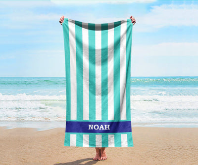 Vertical Stripe Personalized Beach Towel Personalized Name Bath Towel Custom Pool Towel Beach Towel With Name Outside Birthday Vacation Gift - CustomCooper