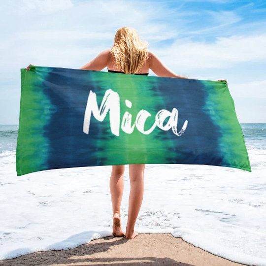 Multi-Color Tie Dye Style Personalized Beach Towel Personalized Name Bath Towel Custom Pool Towel Beach Towel With Name Outside Birthday