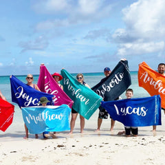 Scripty Style Personalized Beach Towel Personalized Name Bath Towel Custom Pool Towel Beach Towel With Name Outside Birthday Vacation Gift - CustomCooper