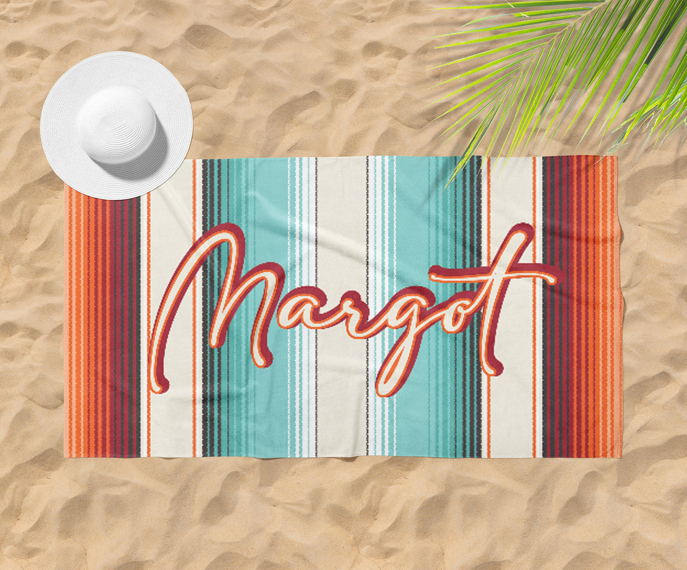 AZTEC Pattern RETRO font Personalized Beach Towel Personalized Name Bath Towel Custom Beach Towel With Name Outside Birthday Vacation Gift